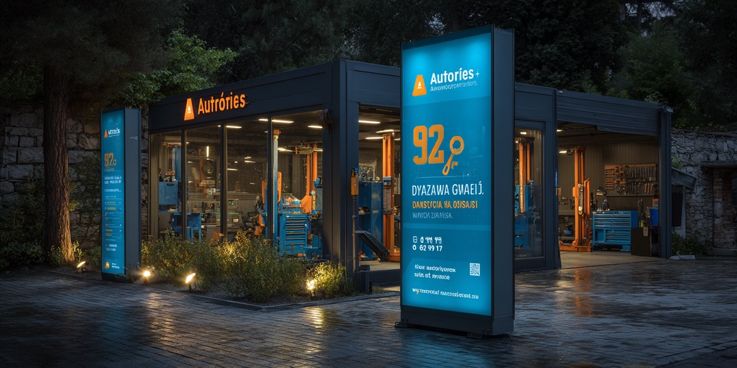 Kiosk świetlny Neona – teal wersja w holu